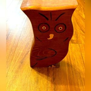 Vintage wooden cottage core , 8 inch owl doorstop BoHo